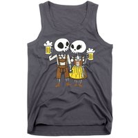 Oktoberfest 2023 Beer Drinking Skeleton Couple Tank Top