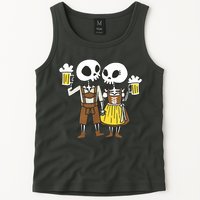 Oktoberfest 2023 Beer Drinking Skeleton Couple Tank Top