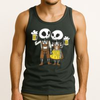 Oktoberfest 2023 Beer Drinking Skeleton Couple Tank Top
