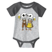 Oktoberfest 2023 Beer Drinking Skeleton Couple Infant Baby Jersey Bodysuit
