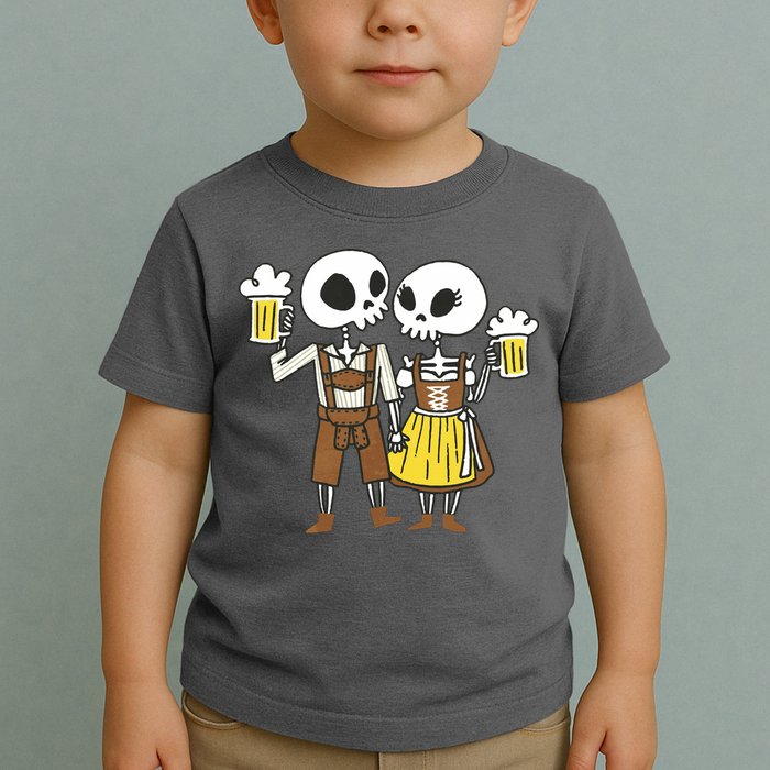 Oktoberfest 2023 Beer Drinking Skeleton Couple Toddler T-Shirt