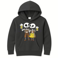 Oktoberfest 2023 Beer Drinking Skeleton Couple Kids Hoodie