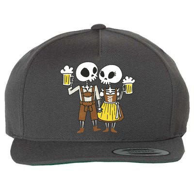 Oktoberfest 2023 Beer Drinking Skeleton Couple Wool Snapback Cap