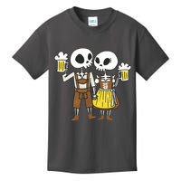 Oktoberfest 2023 Beer Drinking Skeleton Couple Kids T-Shirt