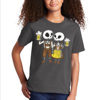Oktoberfest 2023 Beer Drinking Skeleton Couple Kids T-Shirt