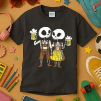 Oktoberfest 2023 Beer Drinking Skeleton Couple Kids T-Shirt
