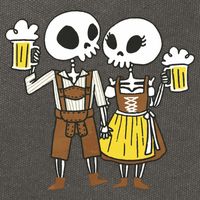 Oktoberfest 2023 Beer Drinking Skeleton Couple Cotton Canvas Backpack