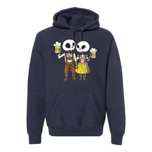 Oktoberfest 2023 Beer Drinking Skeleton Couple Premium Hoodie