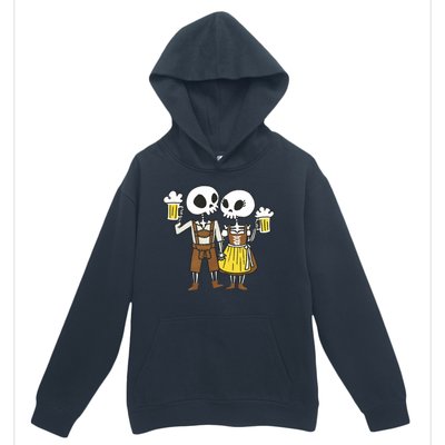 Oktoberfest 2023 Beer Drinking Skeleton Couple Urban Pullover Hoodie