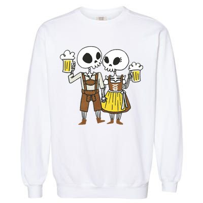 Oktoberfest 2023 Beer Drinking Skeleton Couple Garment-Dyed Sweatshirt