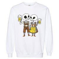 Oktoberfest 2023 Beer Drinking Skeleton Couple Garment-Dyed Sweatshirt