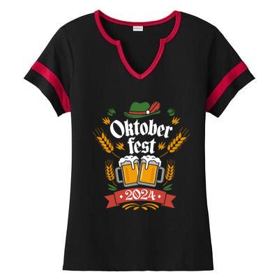 Oktoberfest 2024 Funny Oktoberfest 2024 Costume Ladies Halftime Notch Neck Tee