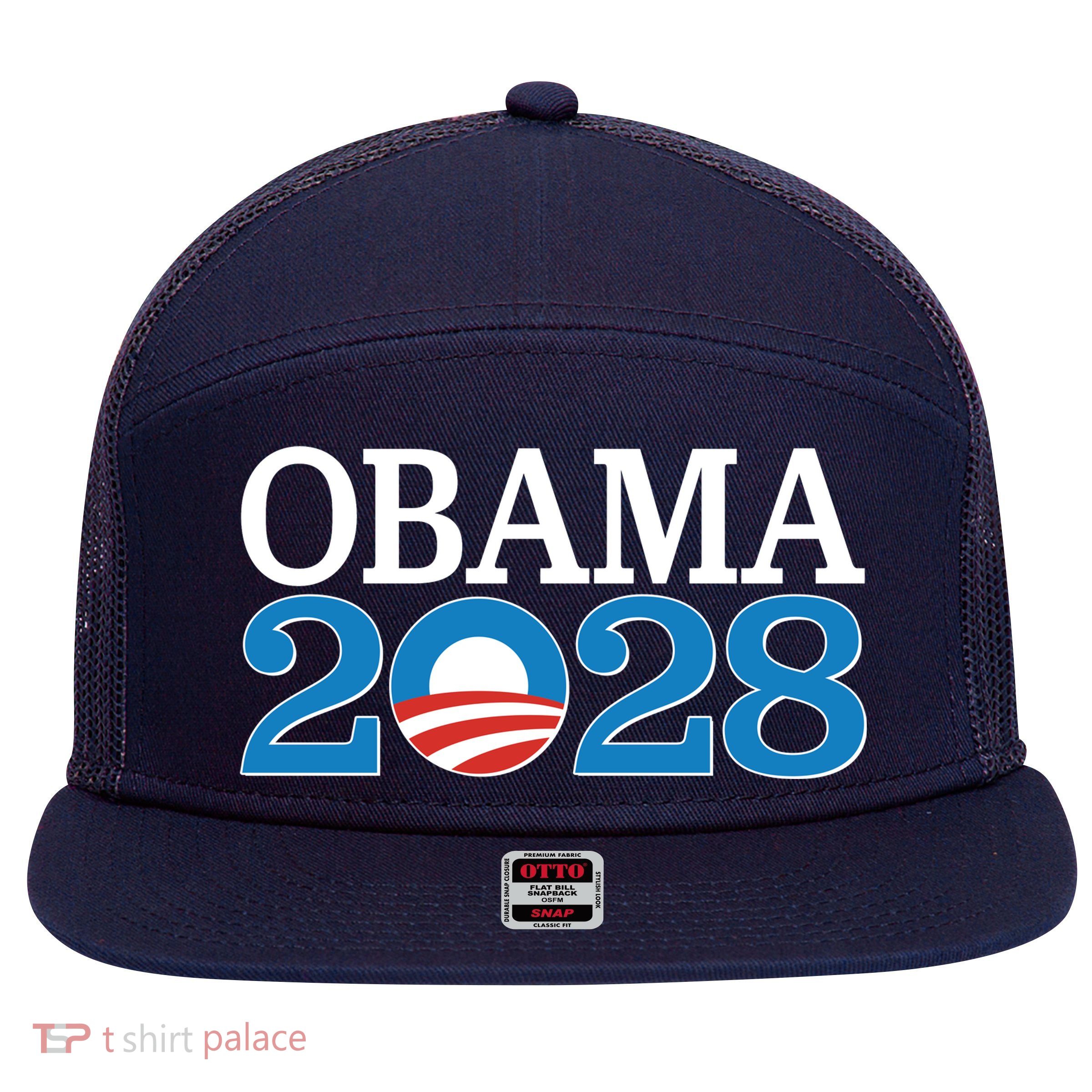 Obama 2028 Logo 7 Panel Mesh Trucker Snapback Hat
