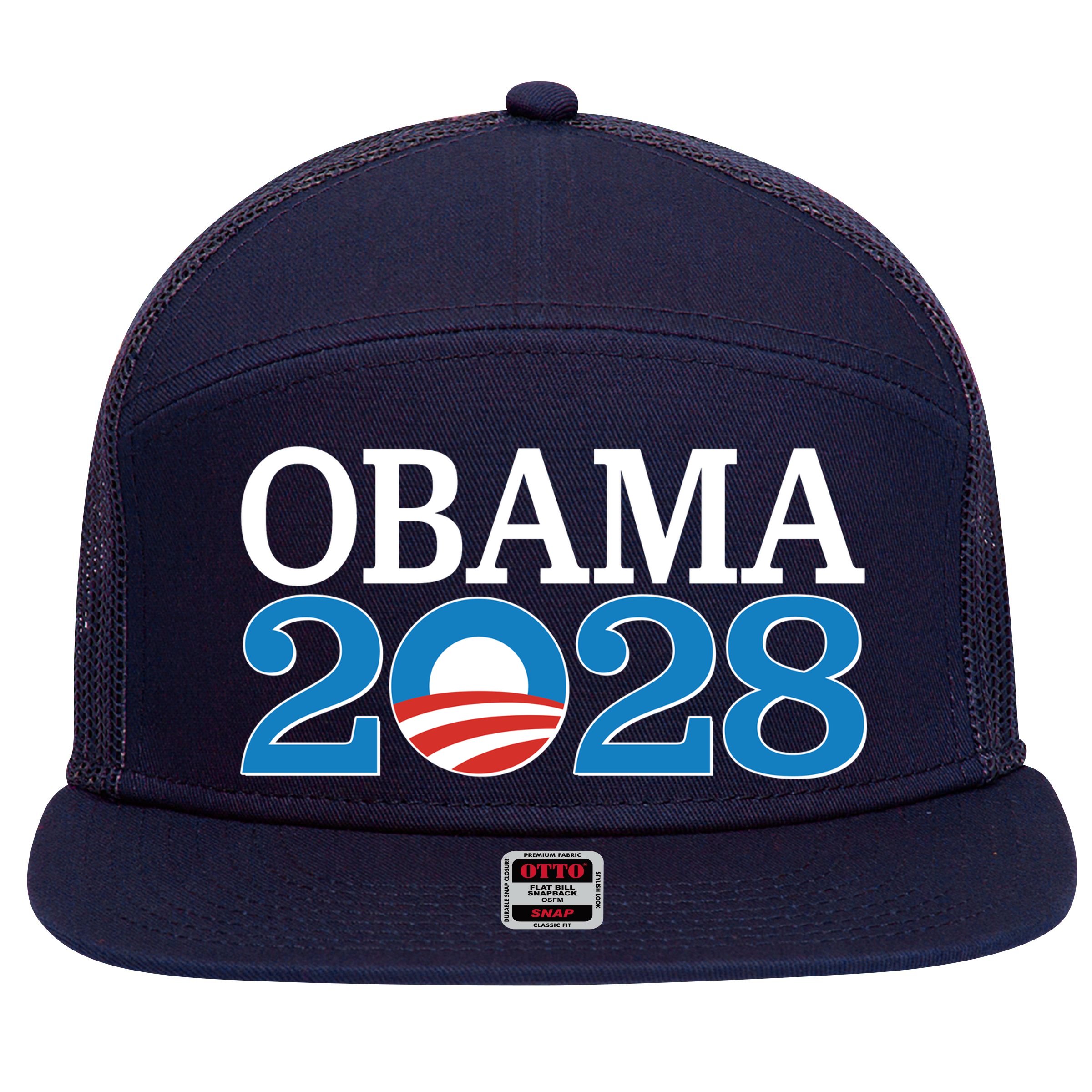 Obama 2028 Logo 7 Panel Mesh Trucker Snapback Hat