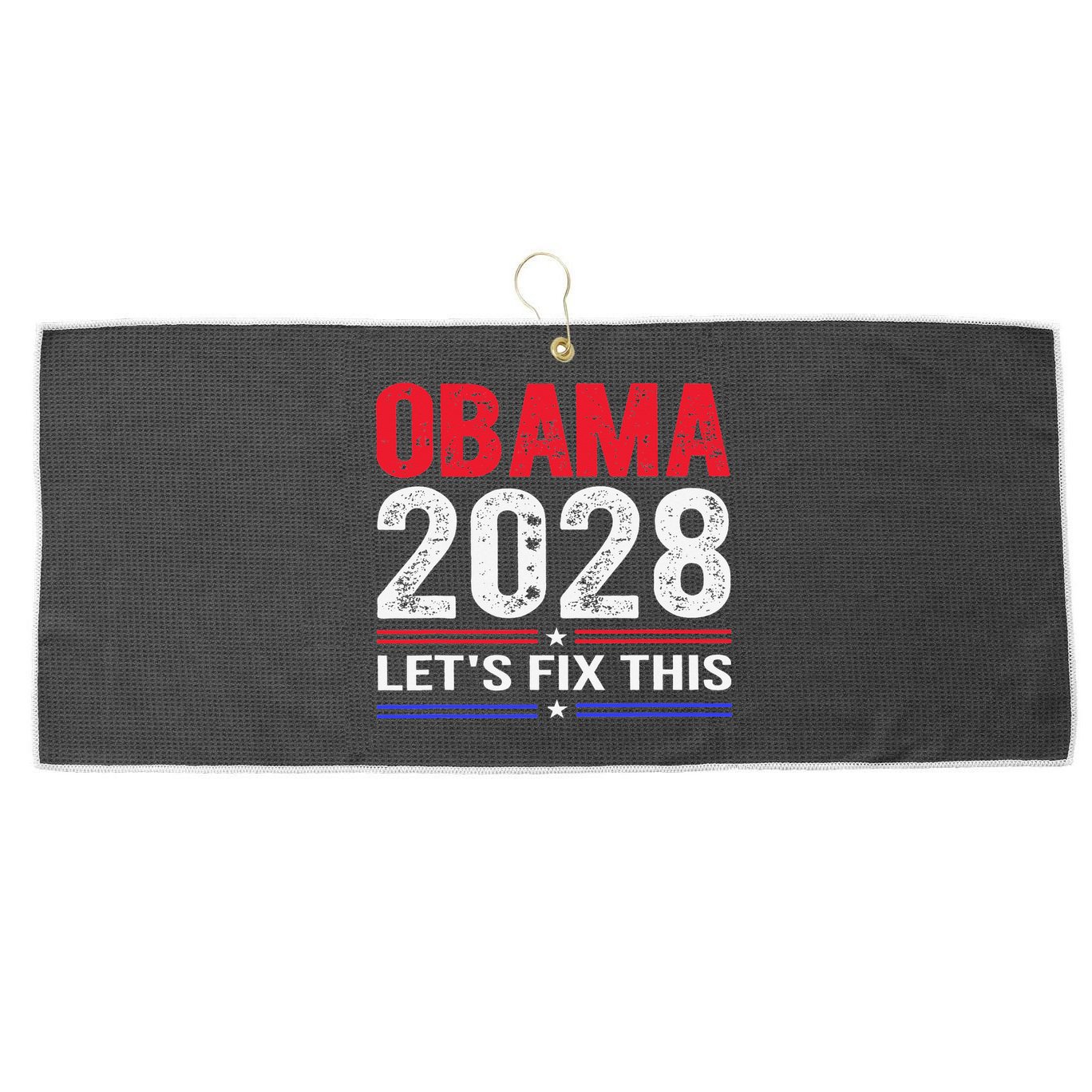 Obama 2028 Lets Fix This Large Microfiber Waffle Golf Towel