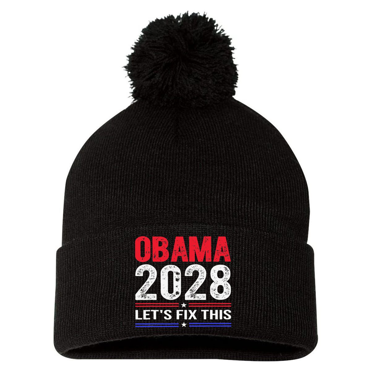 Obama 2028 Lets Fix This Pom Pom 12in Knit Beanie