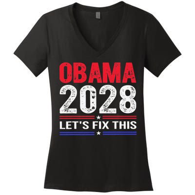 Obama 2028 Lets Fix This Women's V-Neck T-Shirt