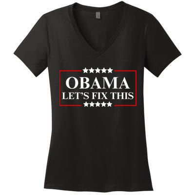 Obama 2028 Let’s Fix This Women's V-Neck T-Shirt