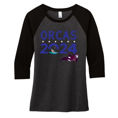 Orcas 2024 Women's Tri-Blend 3/4-Sleeve Raglan Shirt