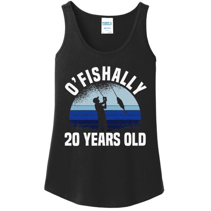 Ofishally 20 Years Old Fisherman 20th Birthday Fishing Ladies Essential Tank