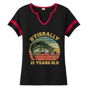 OFishally 21 Years Old Fishing Birthday Theme Party 21st Ladies Halftime Notch Neck Tee