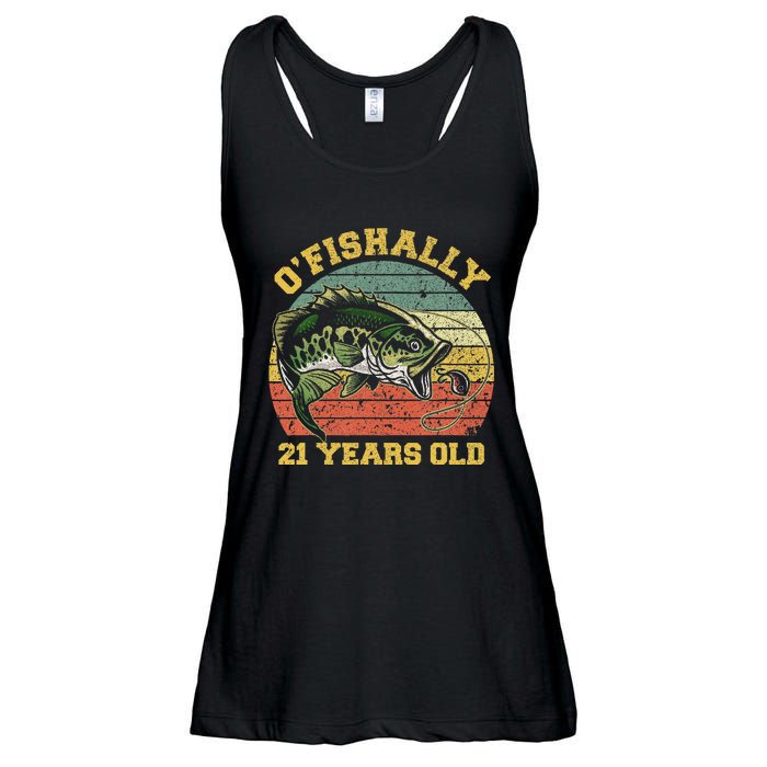 OFishally 21 Years Old Fishing Birthday Theme Party 21st Ladies Essential Flowy Tank