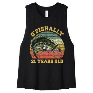 OFishally 21 Years Old Fishing Birthday Theme Party 21st Women's Racerback Cropped Tank