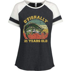 OFishally 21 Years Old Fishing Birthday Theme Party 21st Enza Ladies Jersey Colorblock Tee