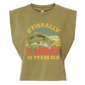 OFishally 21 Years Old Fishing Birthday Theme Party 21st Garment-Dyed Women's Muscle Tee