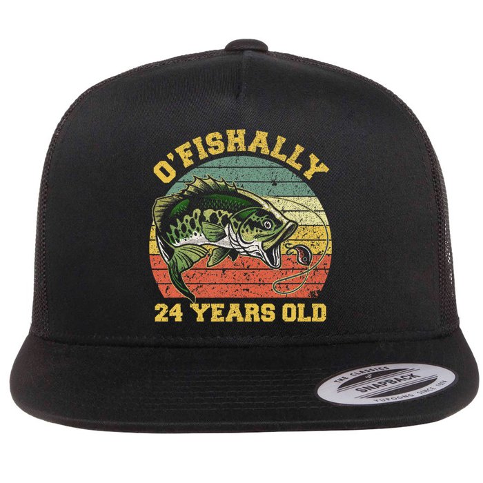 OFishally 24 Years Old Fishing Birthday Theme Party 24th Flat Bill Trucker Hat