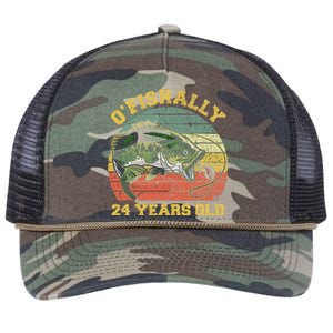 OFishally 24 Years Old Fishing Birthday Theme Party 24th Retro Rope Trucker Hat Cap