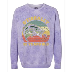 OFishally 21 Years Old Fishing Birthday Theme Party 21st Colorblast Crewneck Sweatshirt