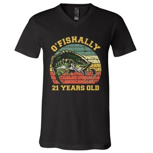 OFishally 21 Years Old Fishing Birthday Theme Party 21st V-Neck T-Shirt