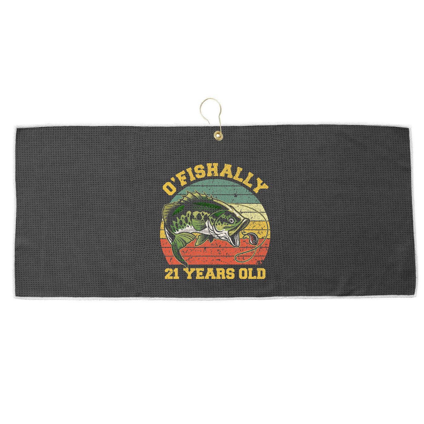 OFishally 21 Years Old Fishing Birthday Theme Party 21st Large Microfiber Waffle Golf Towel