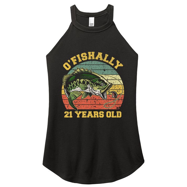 OFishally 21 Years Old Fishing Birthday Theme Party 21st Women's Perfect Tri Rocker Tank
