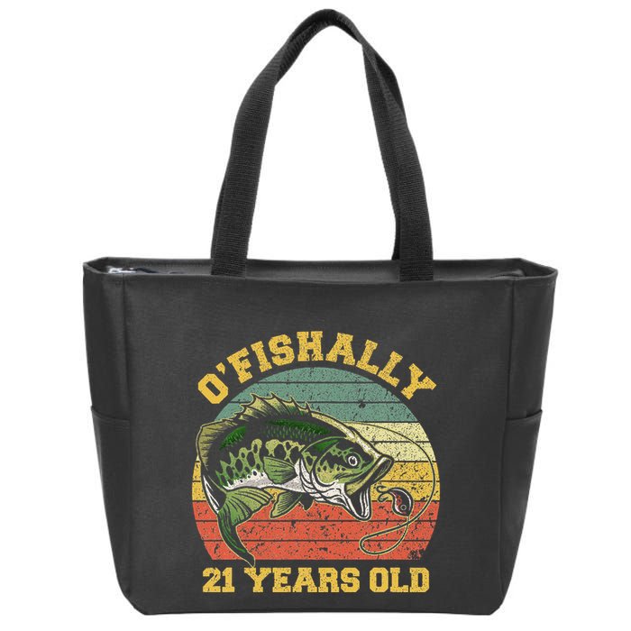 OFishally 21 Years Old Fishing Birthday Theme Party 21st Zip Tote Bag