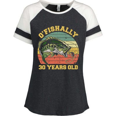 OFishally 30 Years Old Fishing Birthday Theme Party 30th Enza Ladies Jersey Colorblock Tee