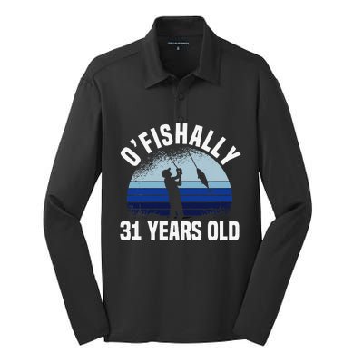 Ofishally 31 Years Old Fisherman 31st Birthday Fishing Silk Touch Performance Long Sleeve Polo