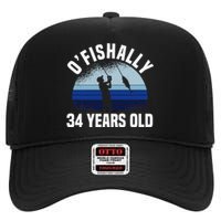 Ofishally 34 Years Old Fisherman 34th Birthday Fishing High Crown Mesh Back Trucker Hat