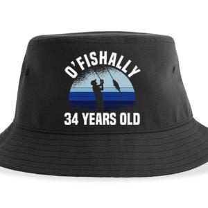 Ofishally 34 Years Old Fisherman 34th Birthday Fishing Sustainable Bucket Hat