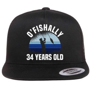 Ofishally 34 Years Old Fisherman 34th Birthday Fishing Flat Bill Trucker Hat