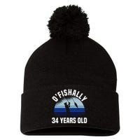 Ofishally 34 Years Old Fisherman 34th Birthday Fishing Pom Pom 12in Knit Beanie