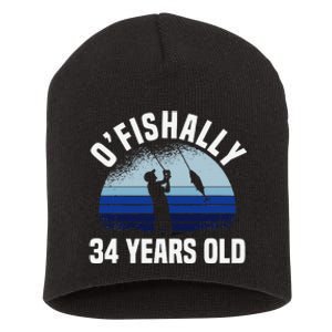 Ofishally 34 Years Old Fisherman 34th Birthday Fishing Short Acrylic Beanie