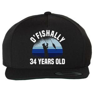 Ofishally 34 Years Old Fisherman 34th Birthday Fishing Wool Snapback Cap