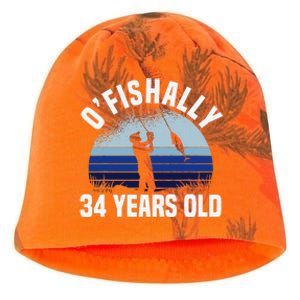 Ofishally 34 Years Old Fisherman 34th Birthday Fishing Kati - Camo Knit Beanie