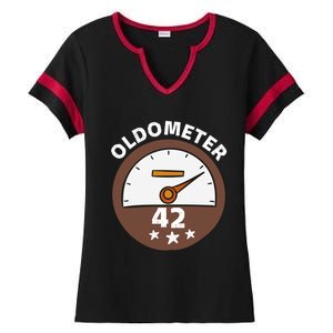 Oldometer 42 Gift Ladies Halftime Notch Neck Tee