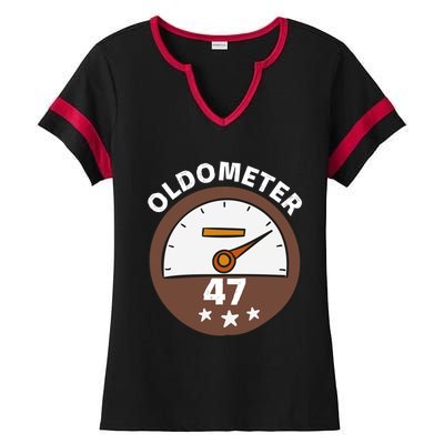 Oldometer 47 Meaningful Gift Ladies Halftime Notch Neck Tee