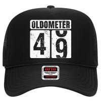 Oldometer 49 Vintage Funny 49th Birthday Gift Idea High Crown Mesh Back Trucker Hat