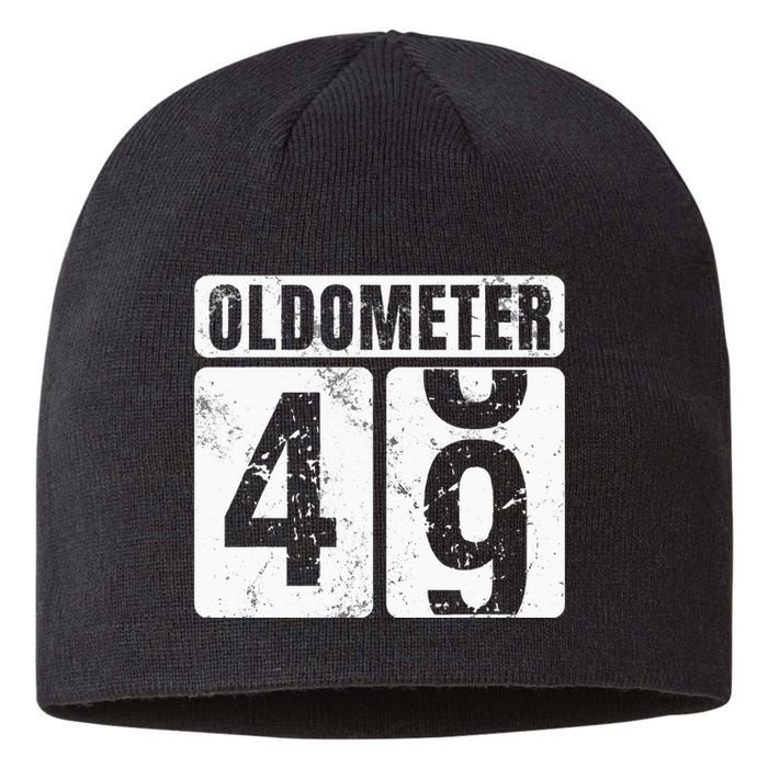 Oldometer 49 Vintage Funny 49th Birthday Gift Idea Sustainable Beanie