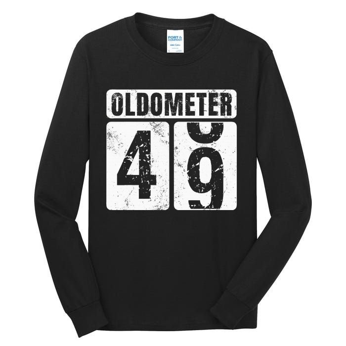 Oldometer 49 Vintage Funny 49th Birthday Gift Idea Tall Long Sleeve T-Shirt